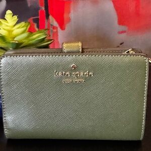 NWT- Kate Spade Maddison Saffiano Leather Medium Bifold Wallet in “Seaweed”